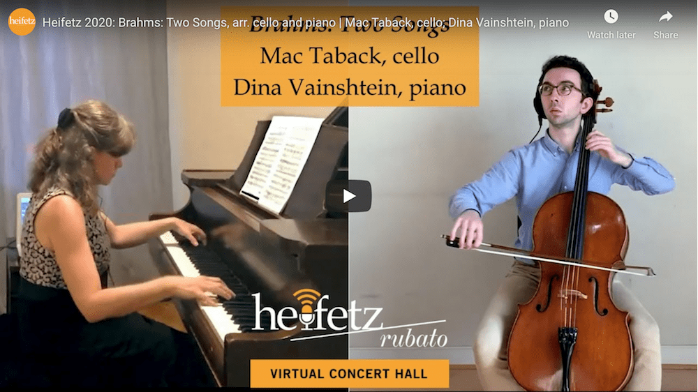 heifetz student performs Brahms' songs virtually with heifetz faculty member