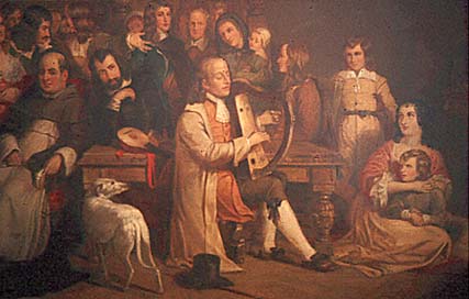 painting of Turlough O’Carolan performing for a crowd