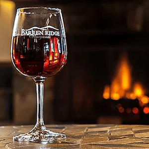 barren ridge vineyards glass of red wine